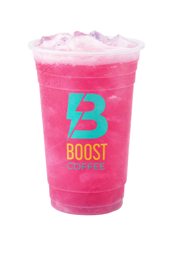 Boost drive thru coffee and energy drinks menu iced dragonfruit berry refresher