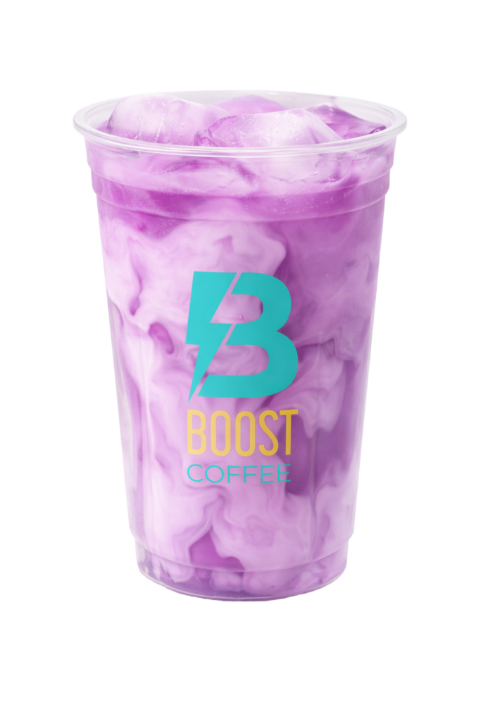 Boost drive thru coffee and energy drinks menu iced lavender latte