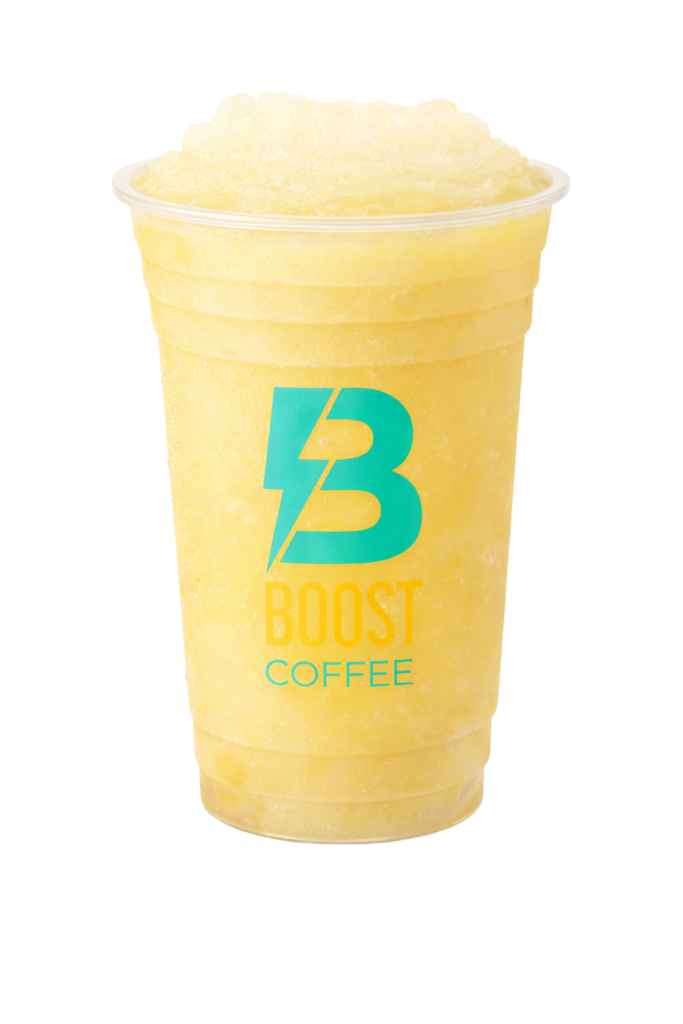 Boost drive thru coffee and energy drinks menu mango smoothie blended frozen