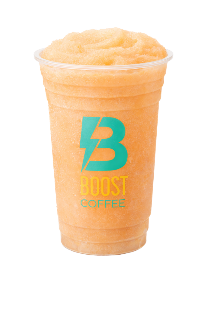 Boost drive thru coffee and energy drinks menu vanilla and orange creamsicle smoothie blended frozen