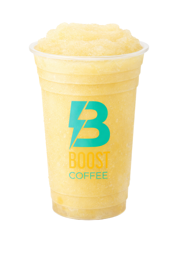 Boost drive thru coffee and energy drinks menu passionfruit smoothie blended frozen