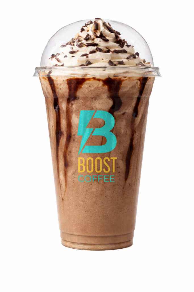 Boost drive thru coffee and energy drinks menu muscle mocha protein shake