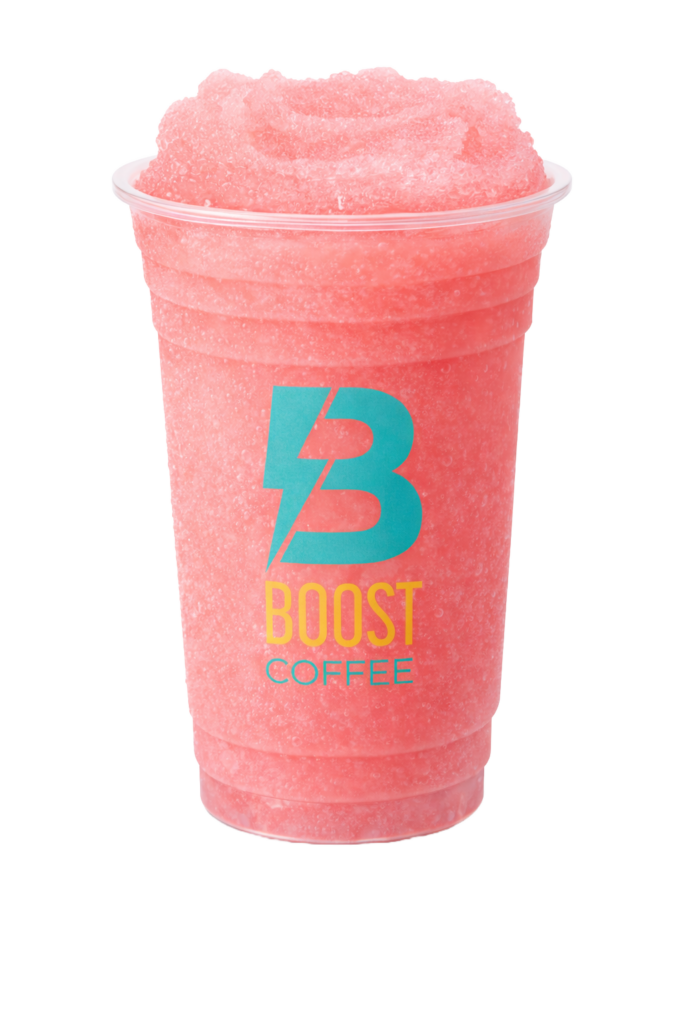 Boost drive thru coffee and energy drinks menu strawberry smoothie blended frozen