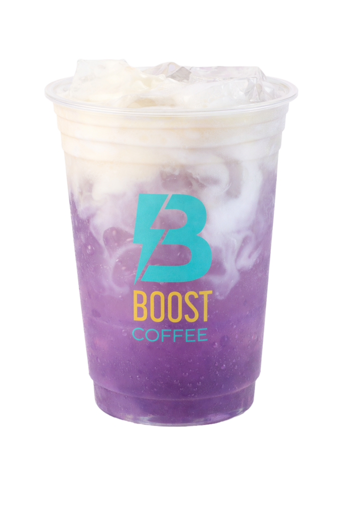 Boost drive thru coffee and energy drinks menu soda purple pop